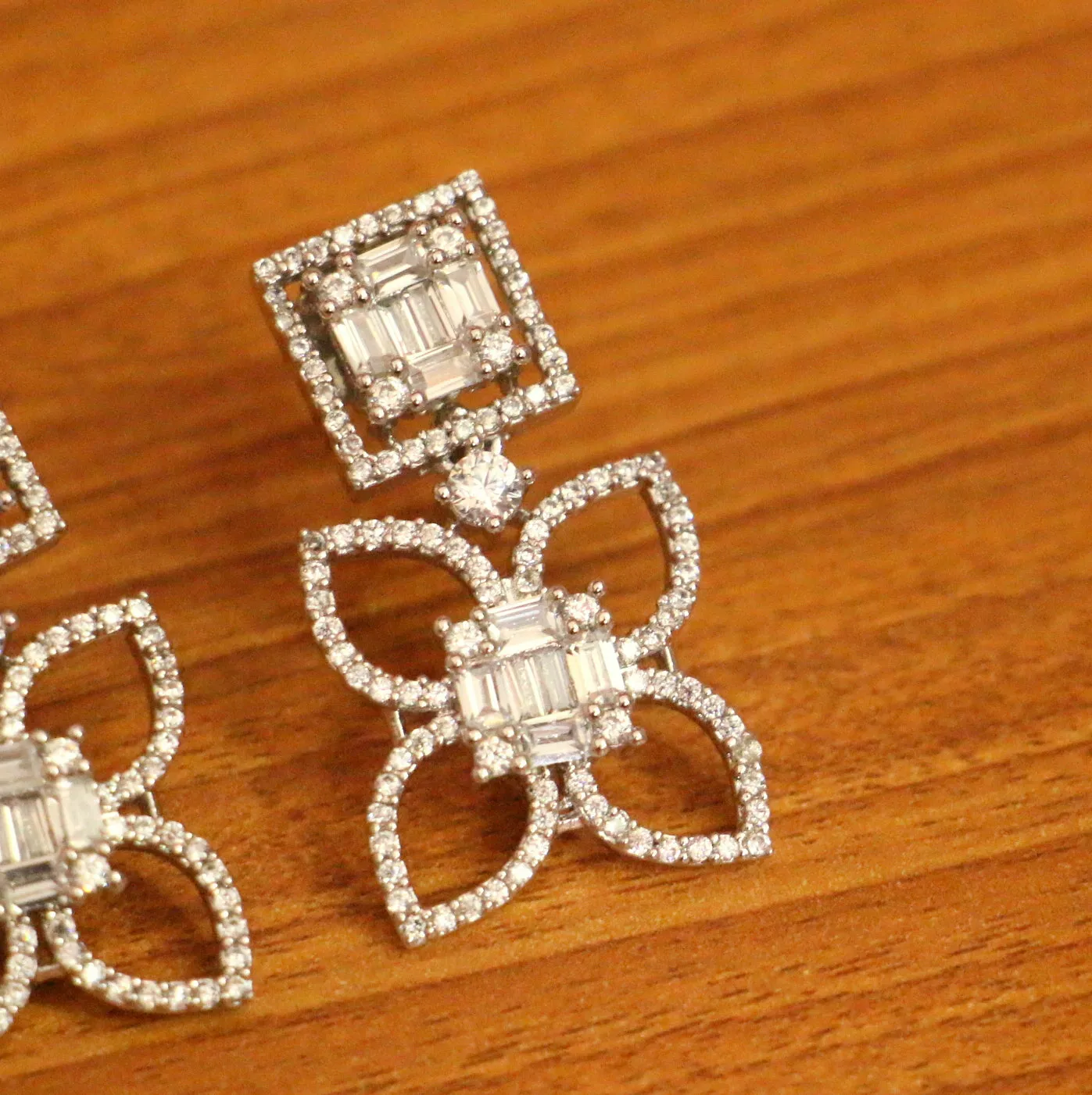 Silver Plated Diamond Look ButterFly Danglers