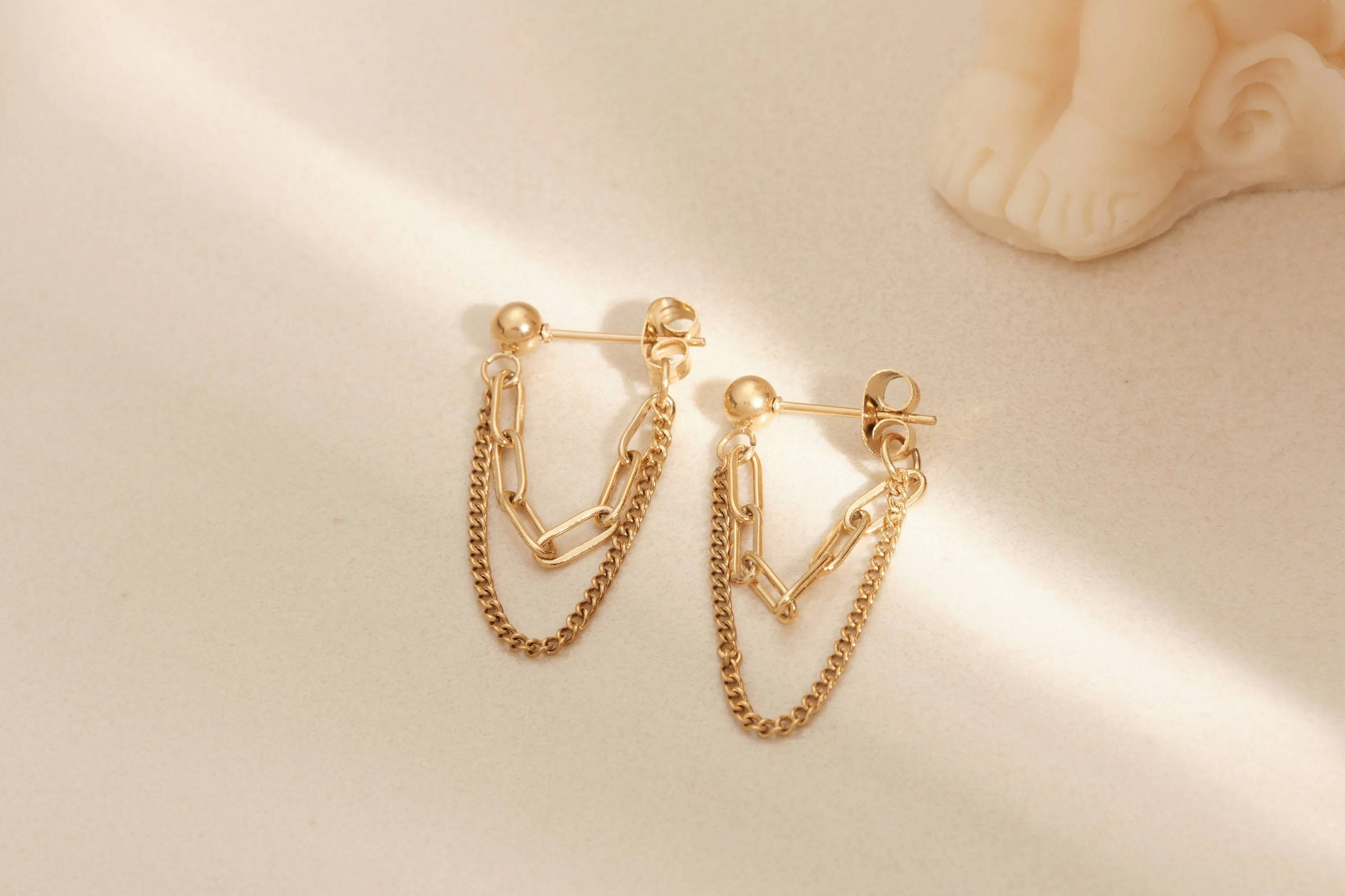 Simple Geometric Drop Chain Link Dangle Minimalist Modern Trending Streetwear Earring Accessory Non tarnish Earring Chain Earring WATERPROOF