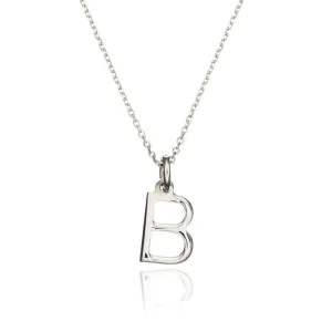 Solid White Gold Initial Letter Necklace