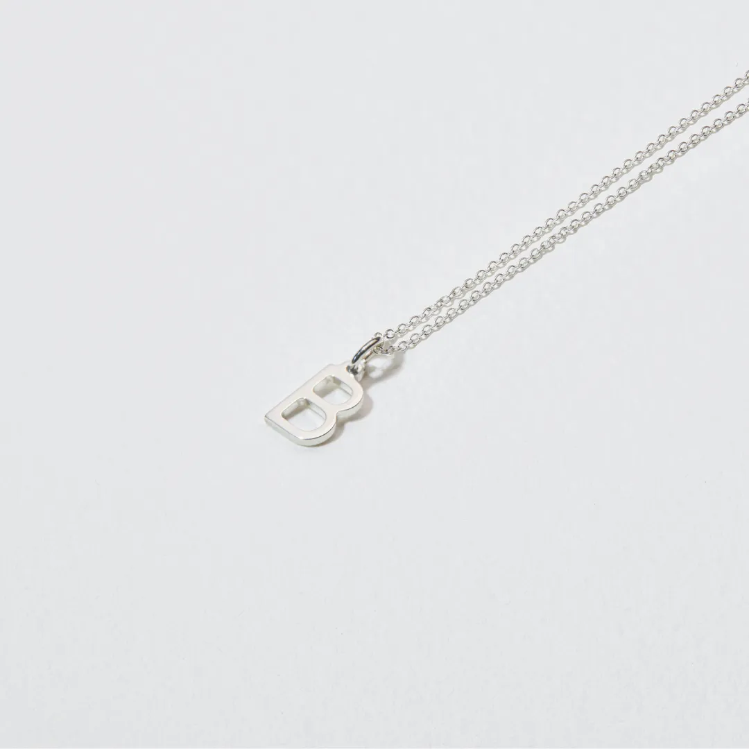 Solid White Gold Initial Letter Necklace