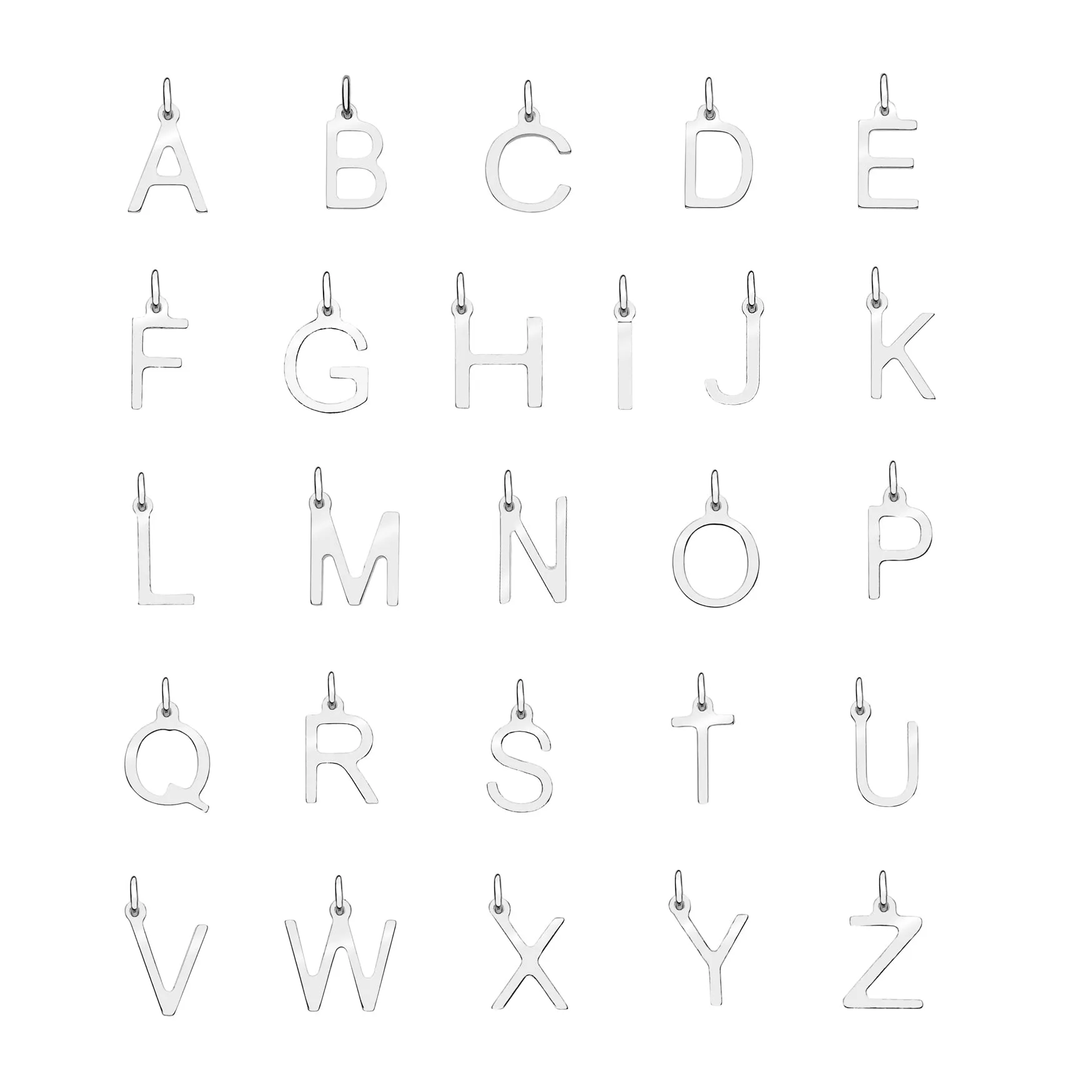 Solid White Gold Initial Letter Necklace