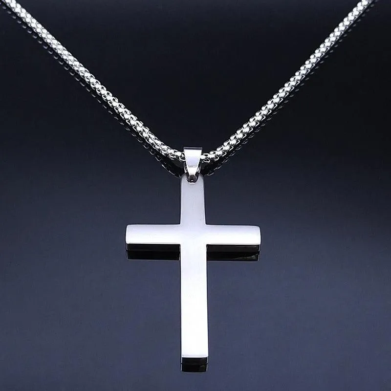 Spanish Lord's Prayer Cross Necklace Stainless Steel Religious Scripture Necklaces - Christian Gift Jewellery