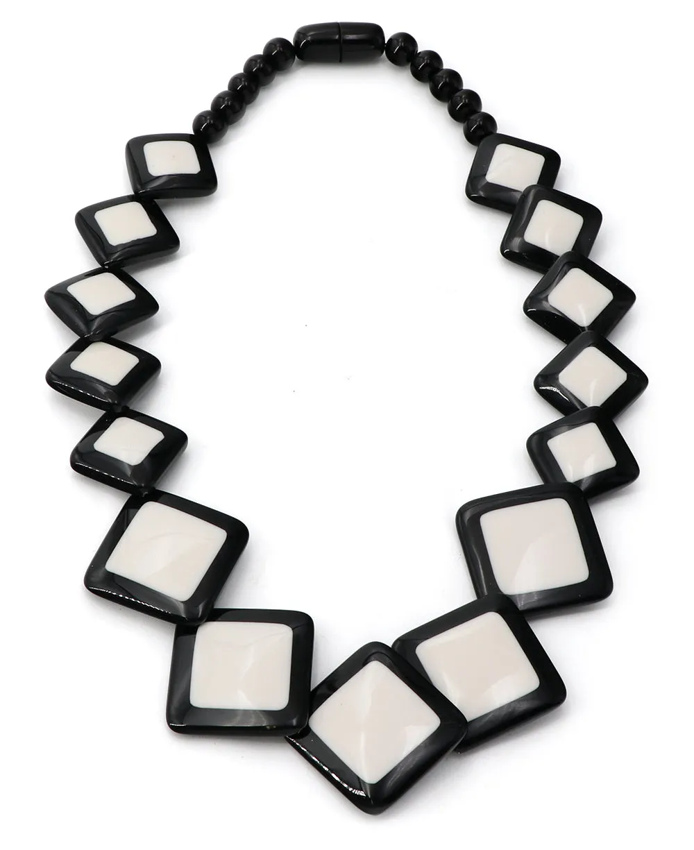 Square Discs Black and White Necklace, Nepal