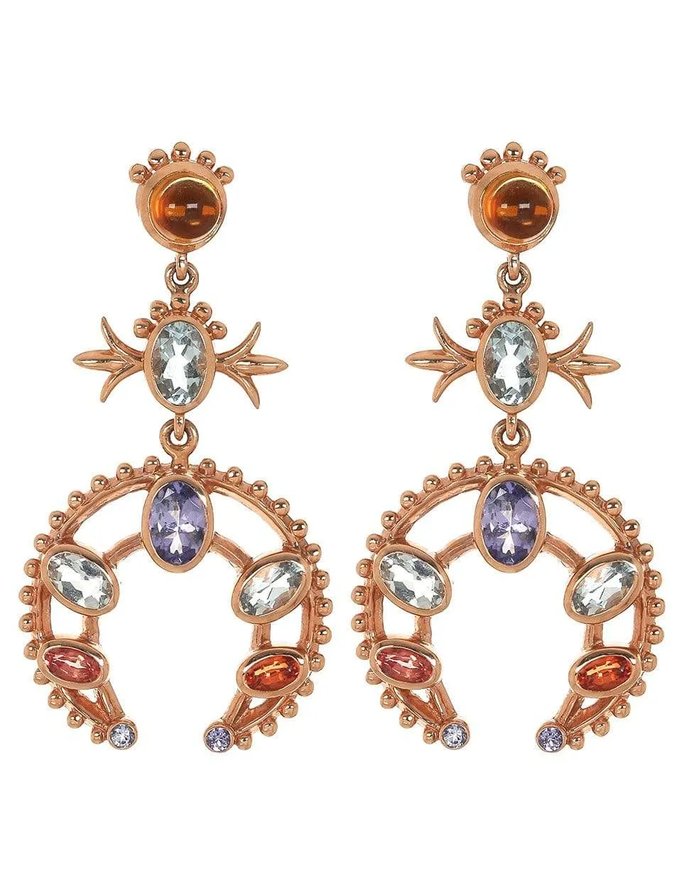 Squash Blossom Tanzanite and Aquamarine Earrings