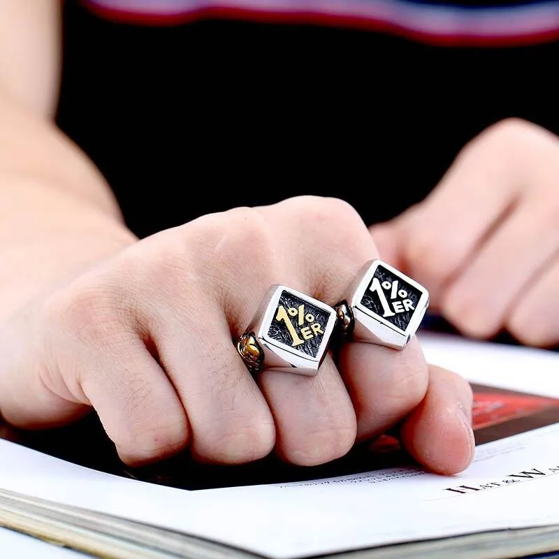 Stainless Steel One Percenter Biker Punk Ring