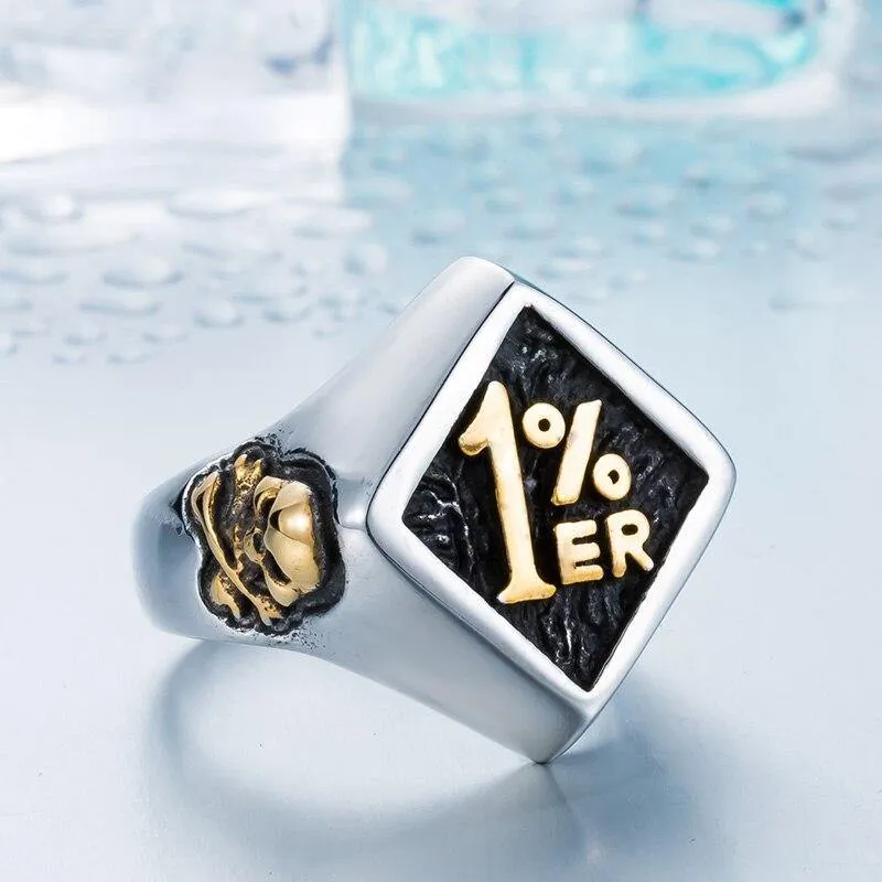 Stainless Steel One Percenter Biker Punk Ring
