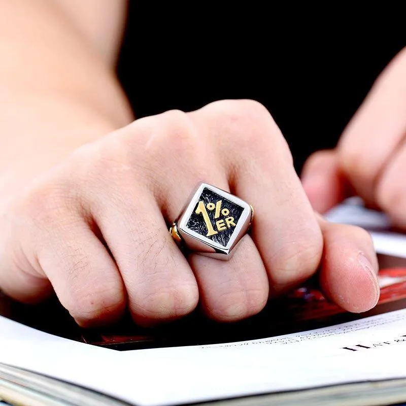 Stainless Steel One Percenter Biker Punk Ring