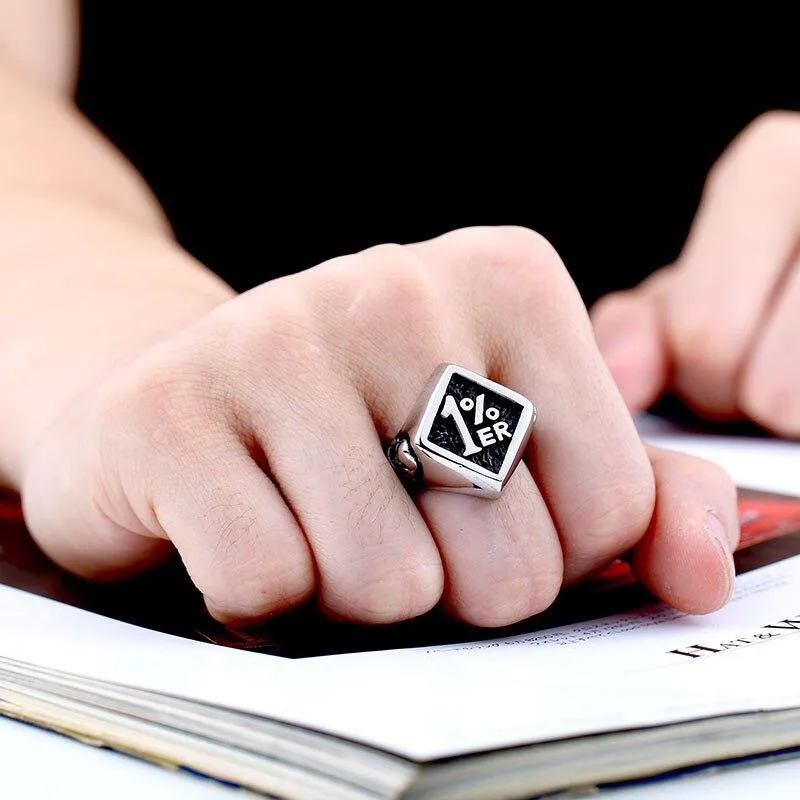 Stainless Steel One Percenter Biker Punk Ring