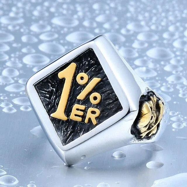 Stainless Steel One Percenter Biker Punk Ring