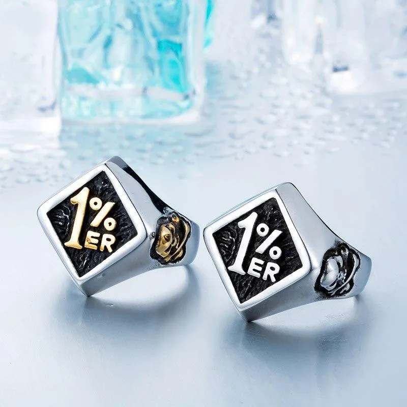 Stainless Steel One Percenter Biker Punk Ring
