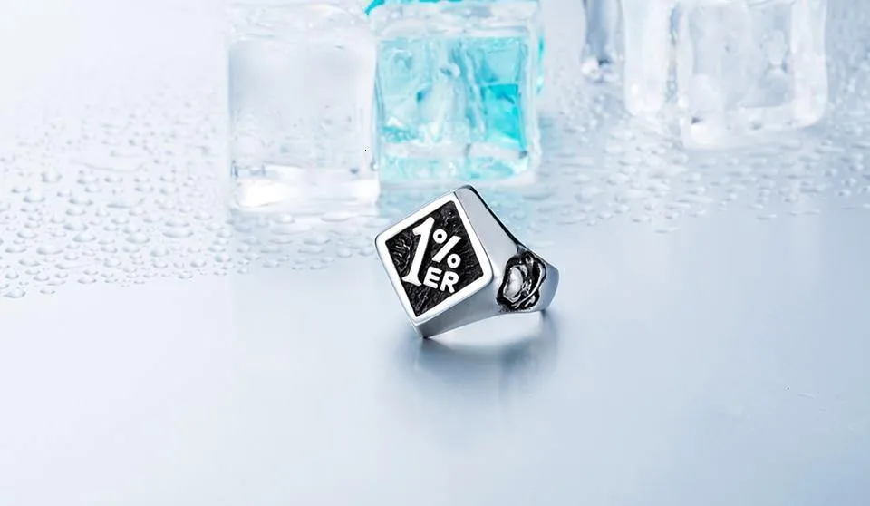 Stainless Steel One Percenter Biker Punk Ring