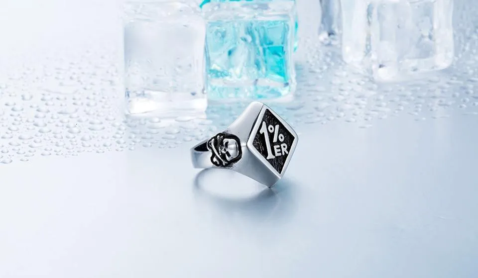 Stainless Steel One Percenter Biker Punk Ring