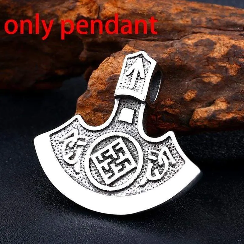 steel soldier nordic viking necklace axe norse viking pendant stainless steel men rune jewelry