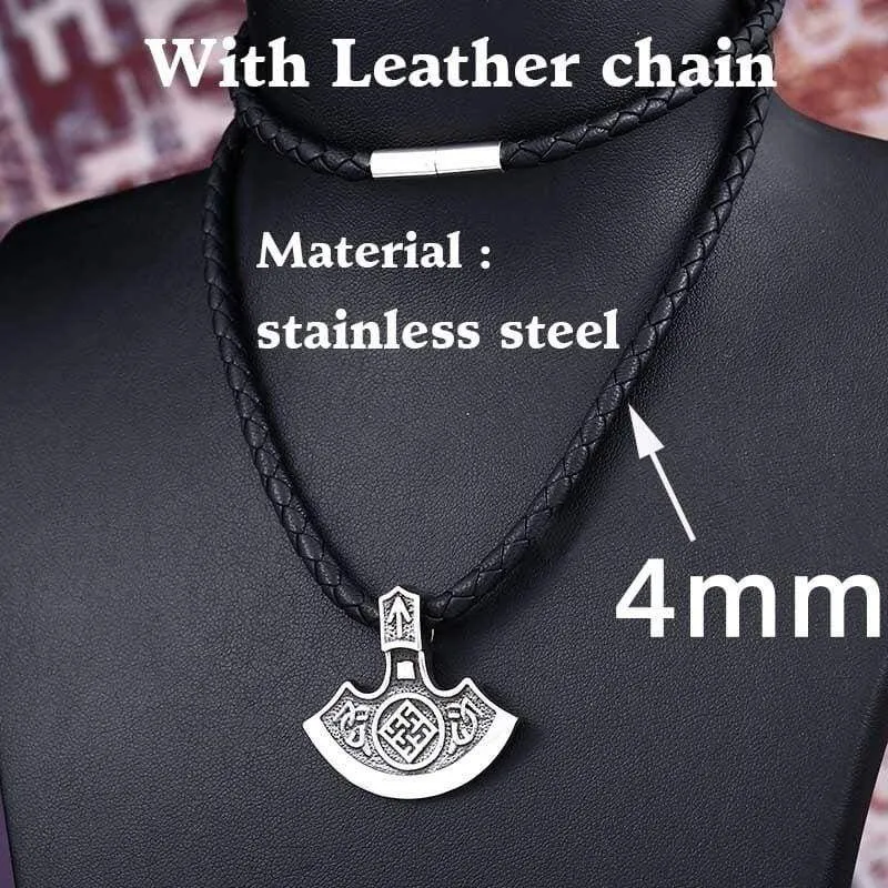 steel soldier nordic viking necklace axe norse viking pendant stainless steel men rune jewelry