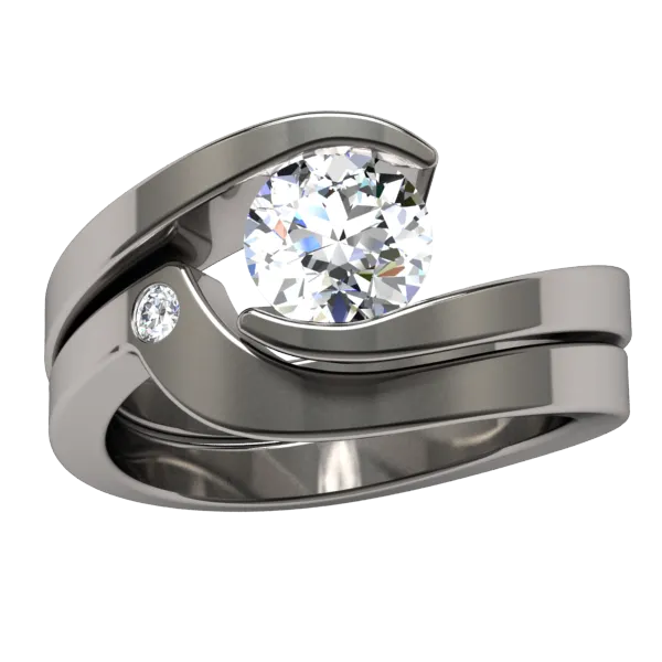 Stella Women's Titanium Engagement Ring and Companion with Inset Set