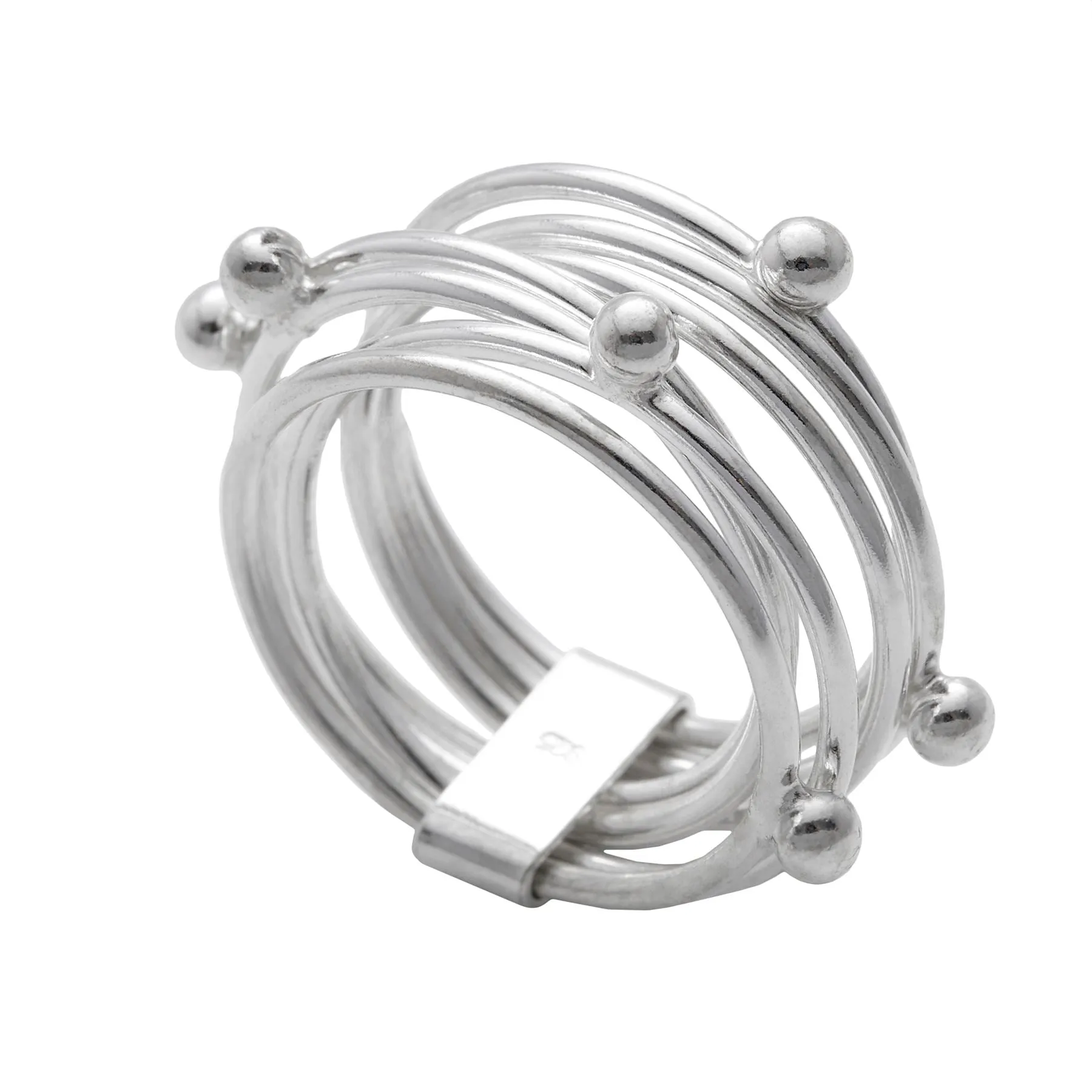Sterling Silver Ball Multi Band Set Stack Ring Fidget Design
