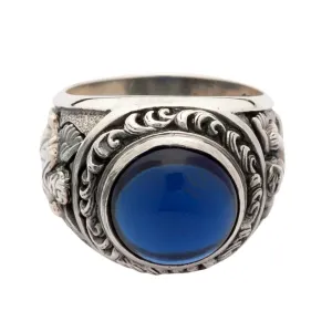 Sterling Silver Blue Stone Cupid Love Ring