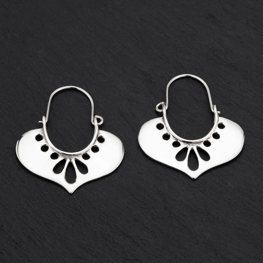 Sterling Silver Cut Out Hoop Earrings