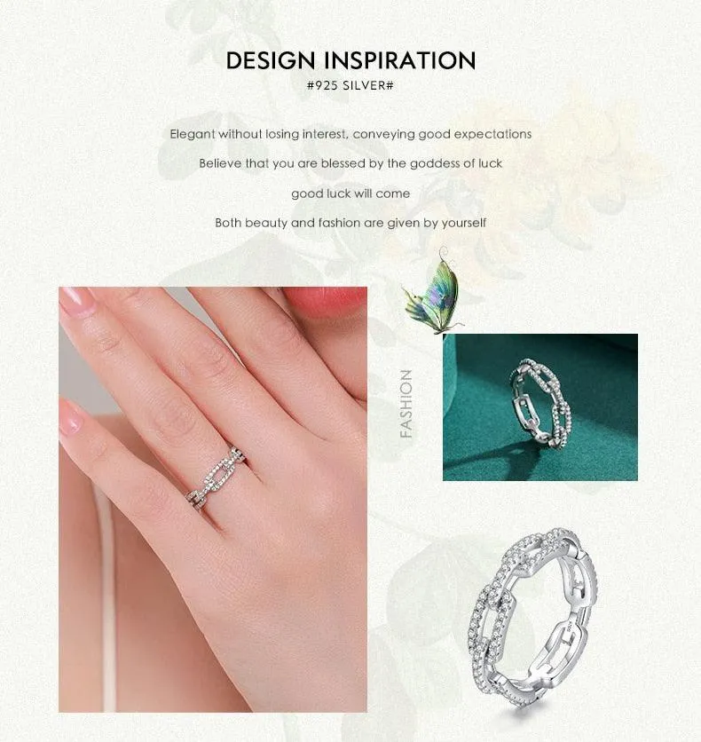 Sterling Silver Geometric AAAA Simulated Diamonds Stackable Ring - Trendy Platinum Plated Brand Party Jewellery 