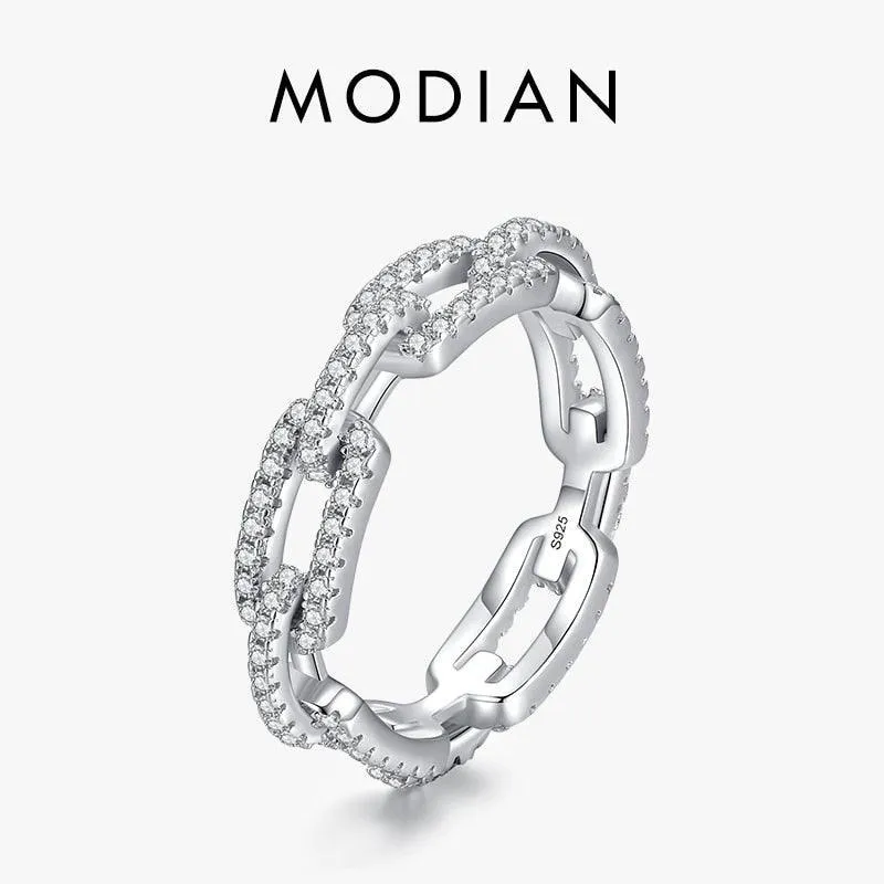 Sterling Silver Geometric AAAA Simulated Diamonds Stackable Ring - Trendy Platinum Plated Brand Party Jewellery 