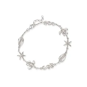 Sterling Silver Ocean Life Anklet