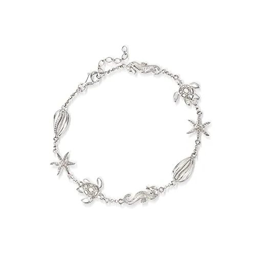 Sterling Silver Ocean Life Anklet