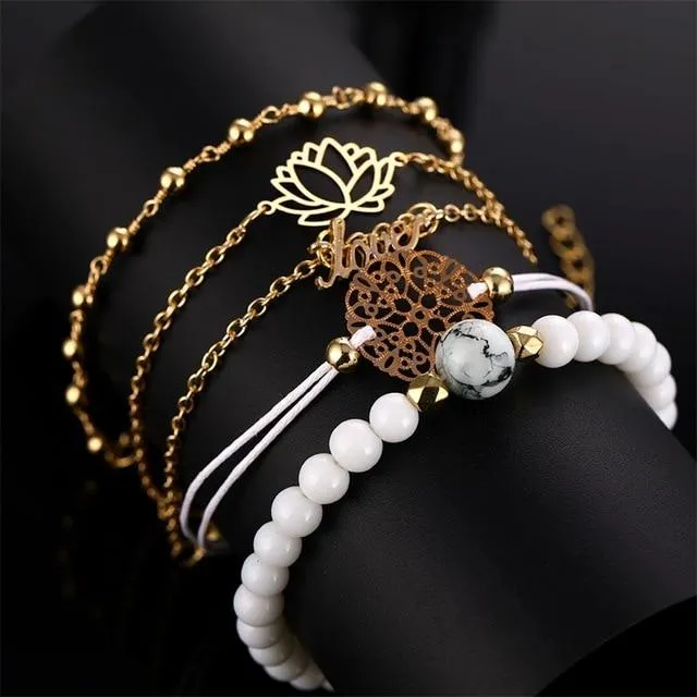 Stylish Bracelets 4 Pcs/ Set