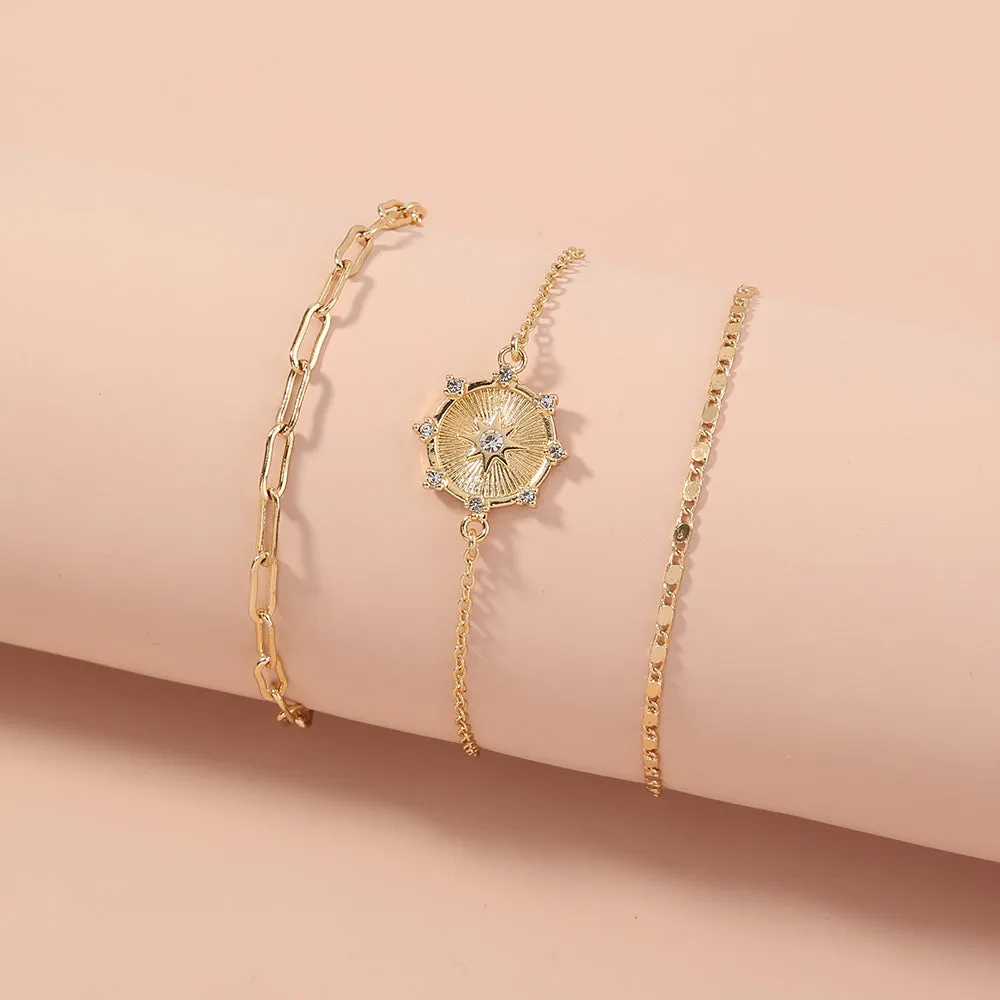 Stylish Lady multi-layer Bracelet, Internet celebrities Ins six-pointed star diamond inlay can be matched with jewelry