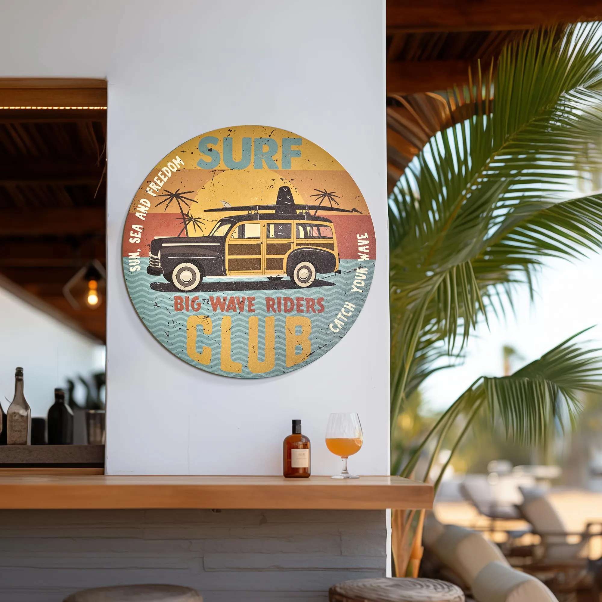 Surf Club Round MDF Wall Plaque - 20" x 20" x 0.35"