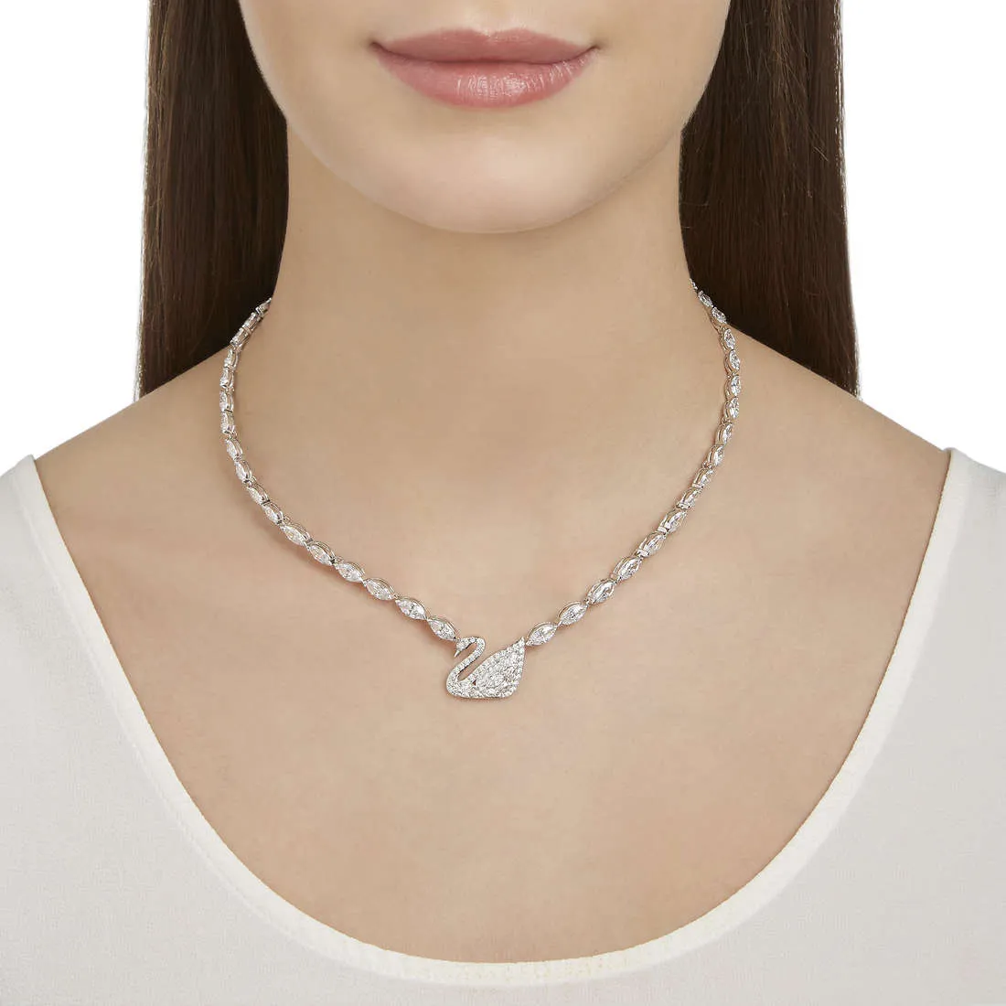Swarovski SWAN LAKE ALL AROUND NECKLACE, Rhodium -5240581