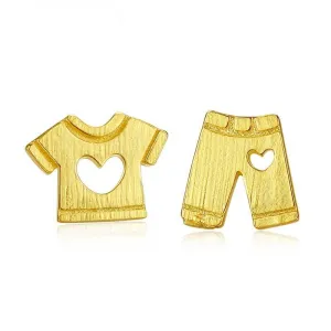 T-shirt & Pants Children's Earrings-Gold Vermeil