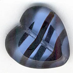 Table cut tortoise shell glass heart. 15mm. Pkg of 1. b11-bl-1027