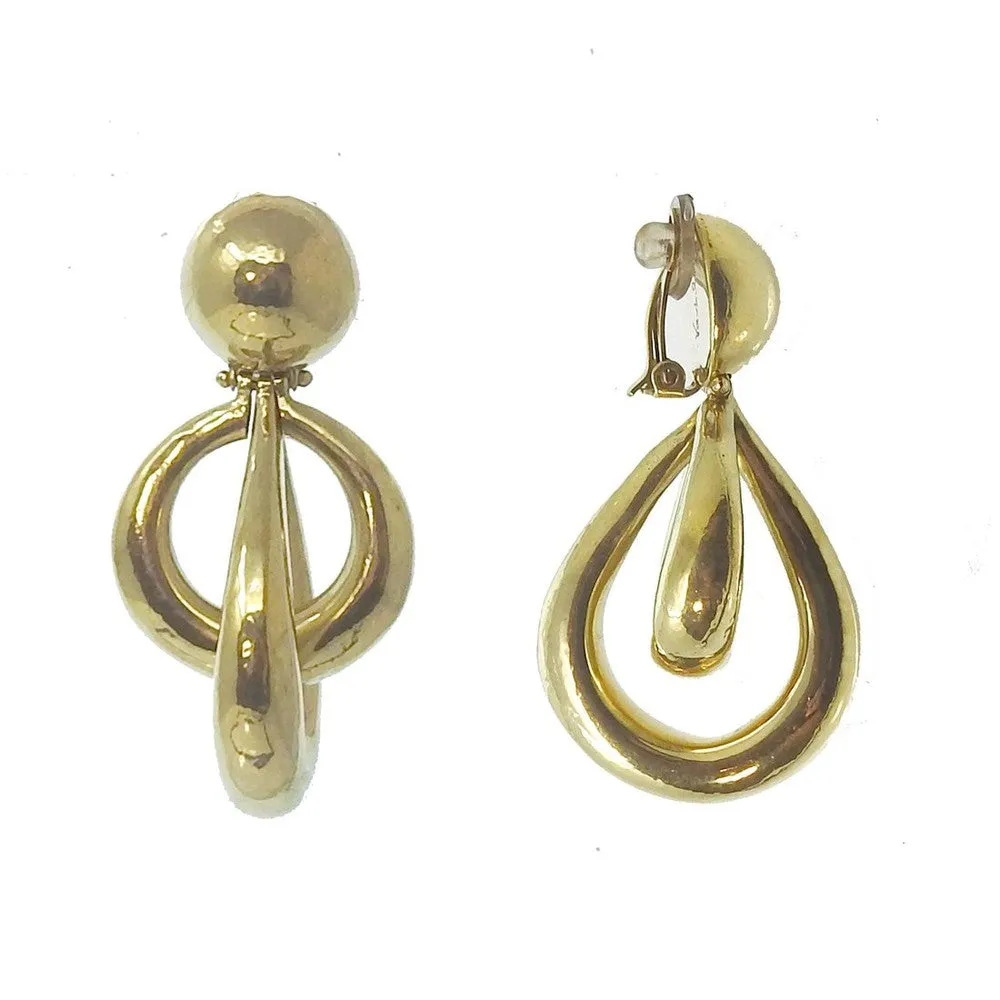Teardrop Double Hoop Clip Earrings