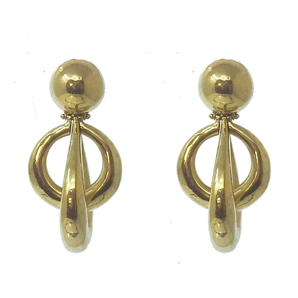 Teardrop Double Hoop Clip Earrings