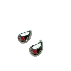 Teardrop Metallic Post Earring - Silver