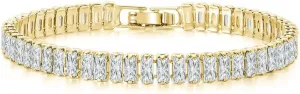 Tennis BraceletsSimulated Blue Sapphire Cubic Zirconia Classic Bracelet with Brass Bridal Bridesmaids Wedding Birthday Mother's Day Jewelry Gifts for Women Size 6.5-7.5