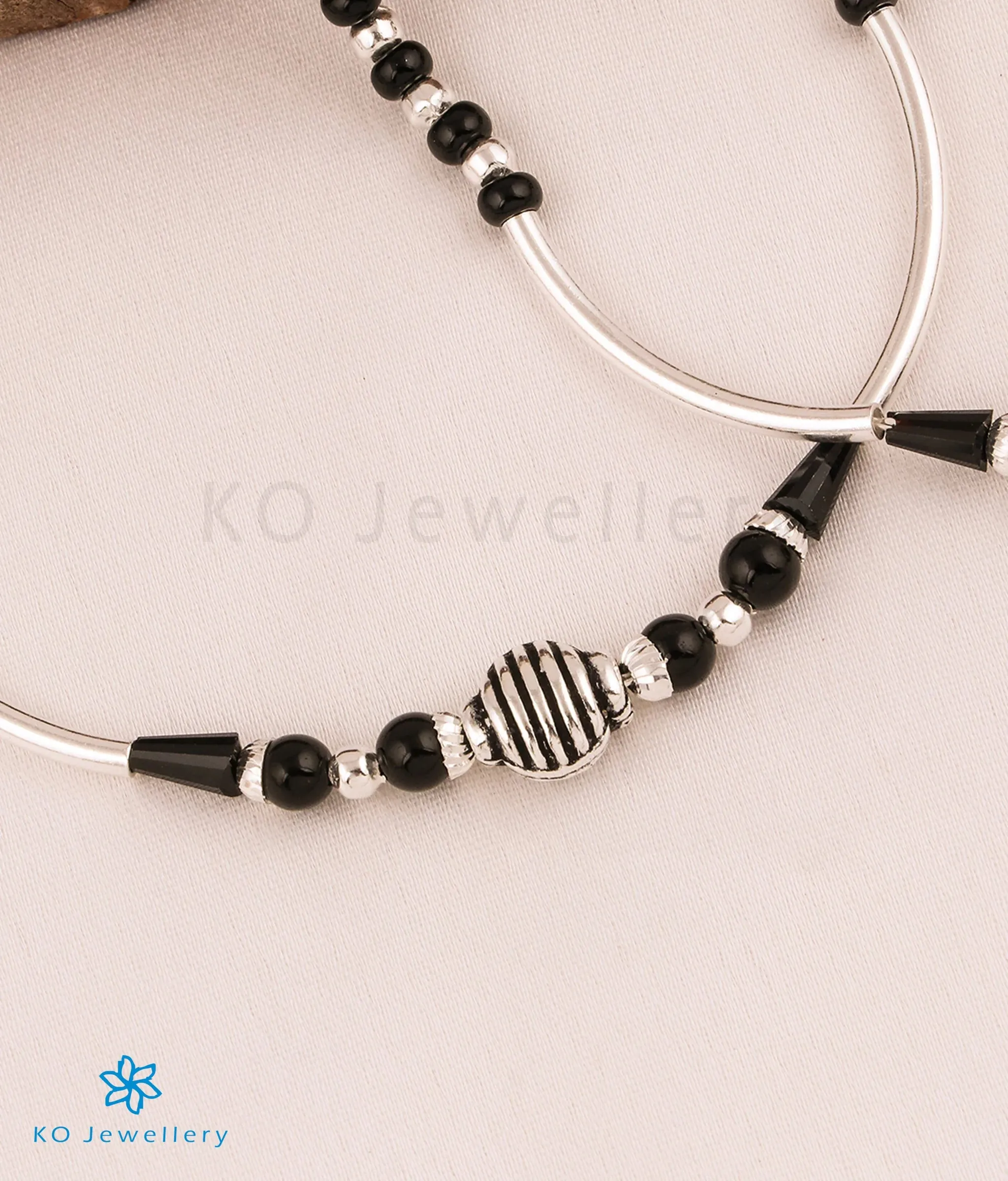 The Abhigna Silver Blackbead Anklets