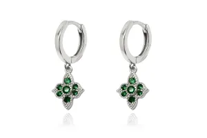 Theron Emerald CZ Sterling Silver Hoop Earrings