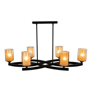 Tiara Ceiling Lamp - 6 Bulbs - Brown