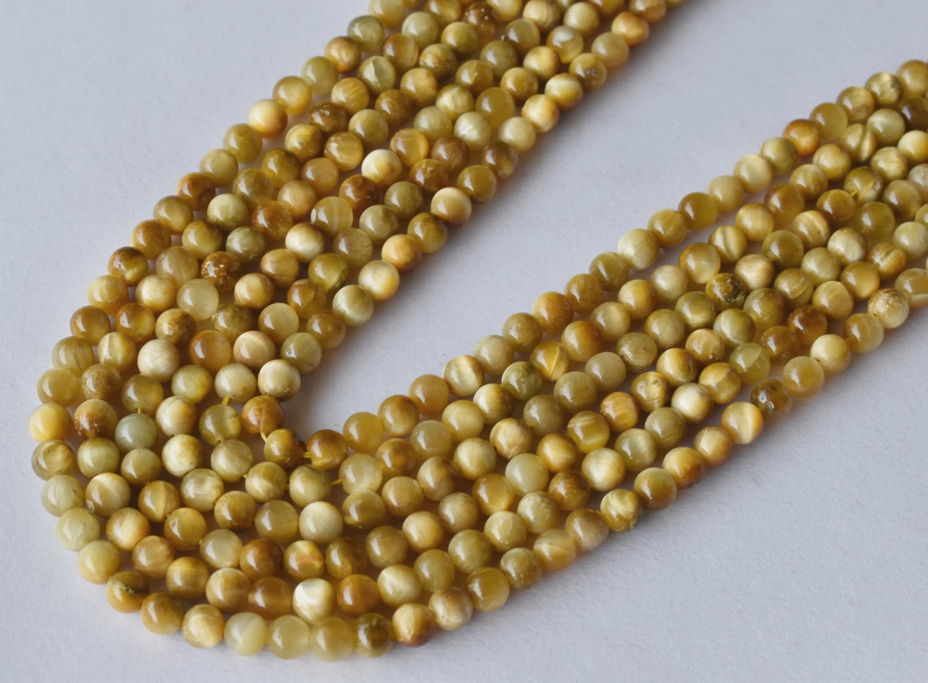Tiger Cats Eye Yellow Heated Beads, Natural Round Crystal Beads 4mm to 12mm