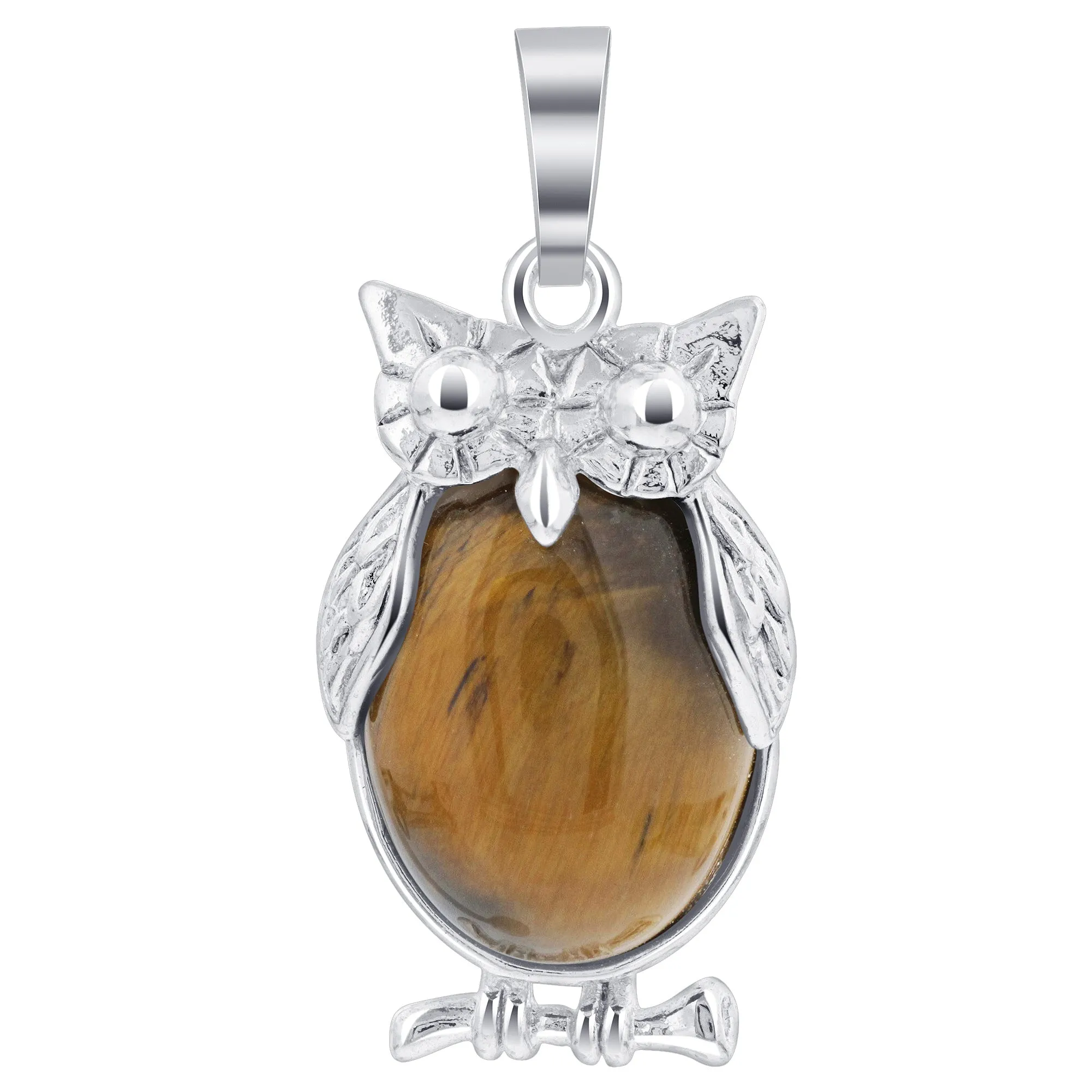 Tiger Eye Gemstone Pendant Cabachon making Serious Looking Owl