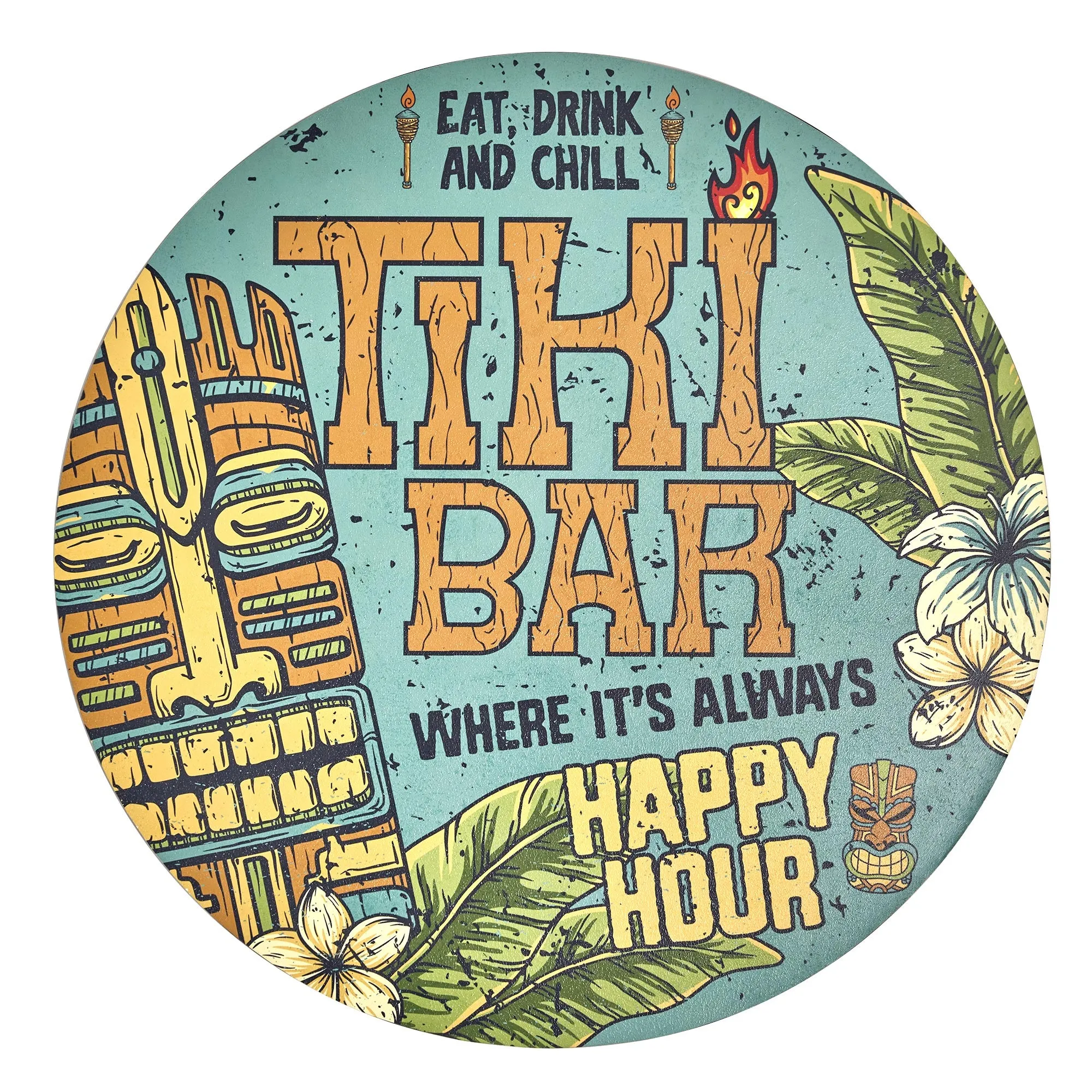 Tiki Bar Round MDF Wall Plaque - 20" x 20" x 0.35"