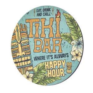 Tiki Bar Round MDF Wall Plaque - 20" x 20" x 0.35"