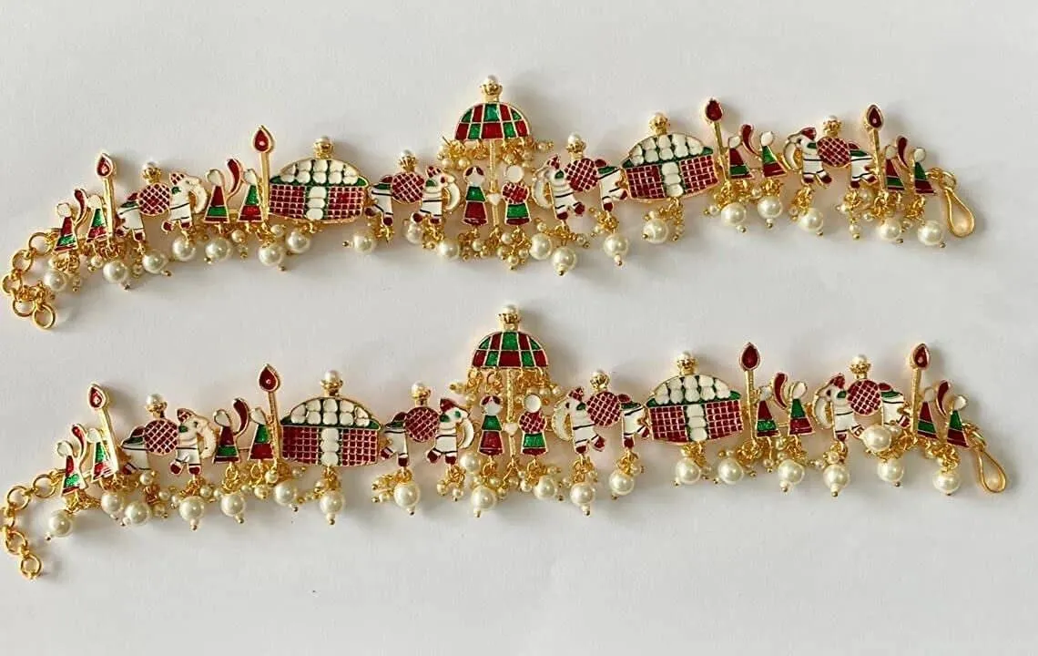 Traditional Gold Plated Pair of Anklets Doli Payal