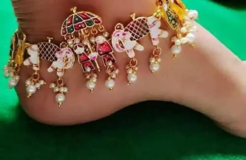 Traditional Gold Plated Pair of Anklets Doli Payal