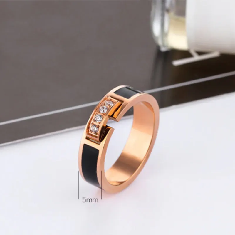 Trendy Fashion Stainless Steel Cubic Zirconia Rings