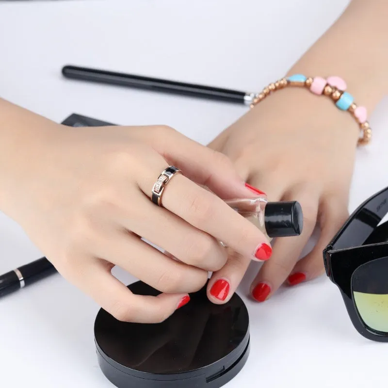 Trendy Fashion Stainless Steel Cubic Zirconia Rings