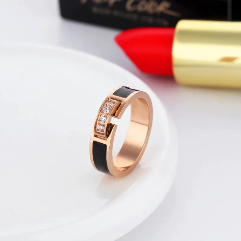 Trendy Fashion Stainless Steel Cubic Zirconia Rings