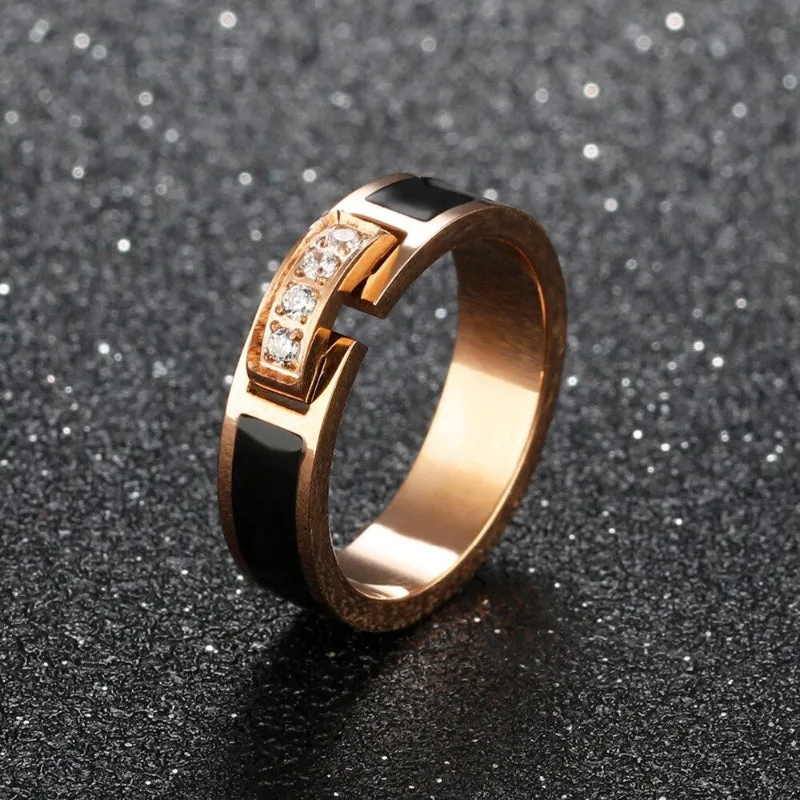 Trendy Fashion Stainless Steel Cubic Zirconia Rings