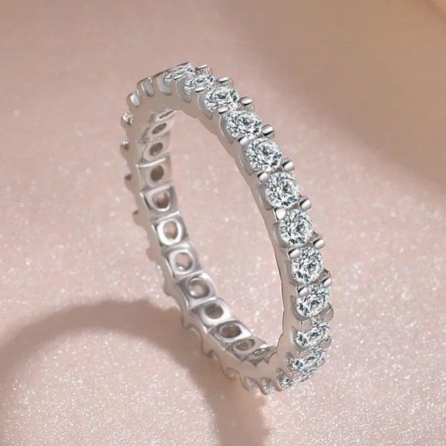 Trendy ♥︎ High Quality AAA  Cubic Zirconia Diamonds ♥︎ White Gold Colour Eternity Ring